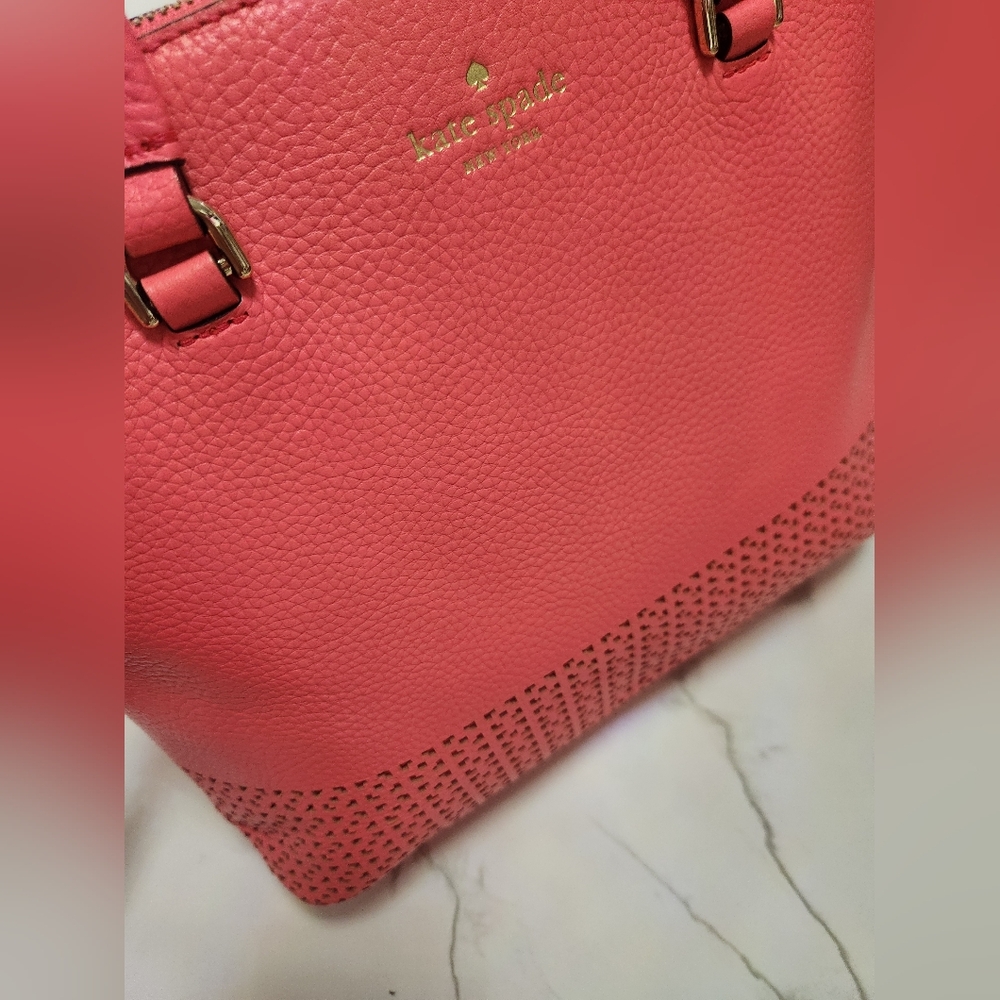 Kate Spade Carli Wakefield Lane 2 Way Done Satchel Crossbody In Coral Orange. - Picture 5 of 16